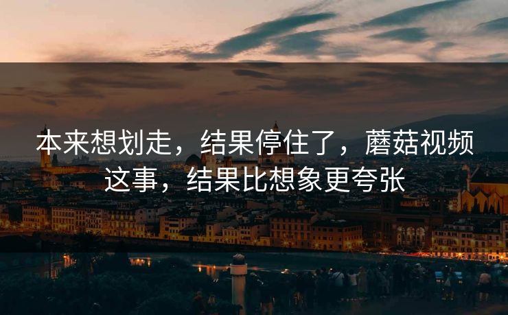本来想划走，结果停住了，蘑菇视频这事，结果比想象更夸张
