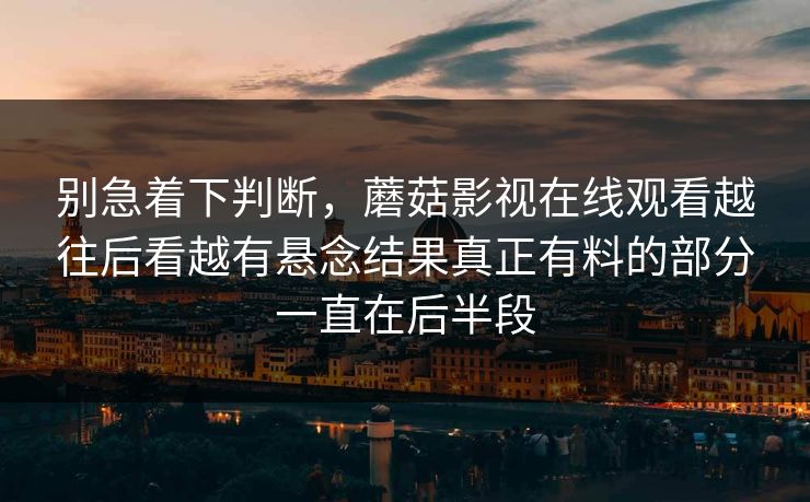 别急着下判断，蘑菇影视在线观看越往后看越有悬念结果真正有料的部分一直在后半段