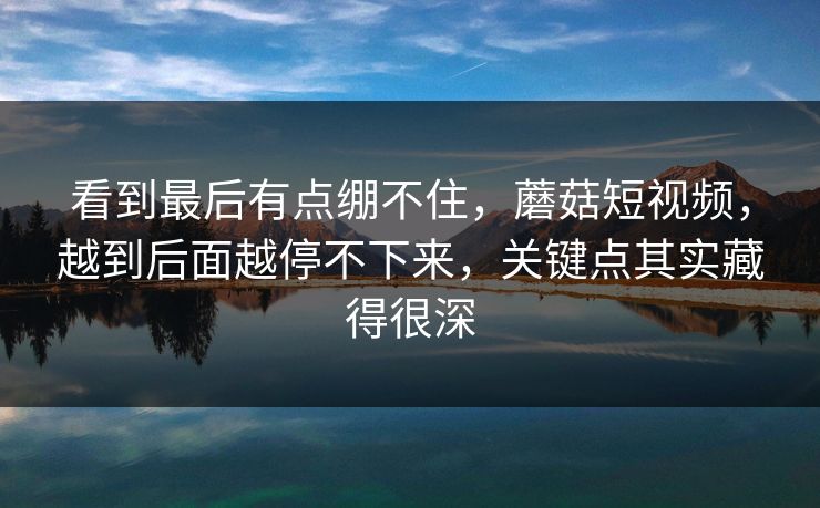 看到最后有点绷不住，蘑菇短视频，越到后面越停不下来，关键点其实藏得很深