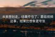本来想划走，结果停住了，蘑菇视频这事，结果比想象更夸张