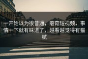 一开始以为很普通，蘑菇短视频，事情一下就有味道了，越看越觉得有猫腻