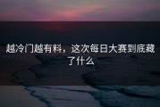 越冷门越有料，这次每日大赛到底藏了什么