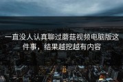 一直没人认真聊过蘑菇视频电脑版这件事，结果越挖越有内容