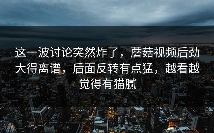 这一波讨论突然炸了，蘑菇视频后劲大得离谱，后面反转有点猛，越看越觉得有猫腻