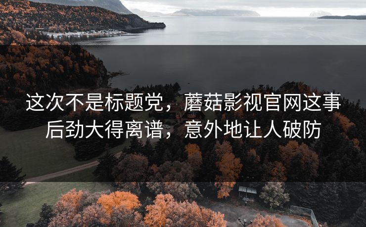 这次不是标题党，蘑菇影视官网这事后劲大得离谱，意外地让人破防