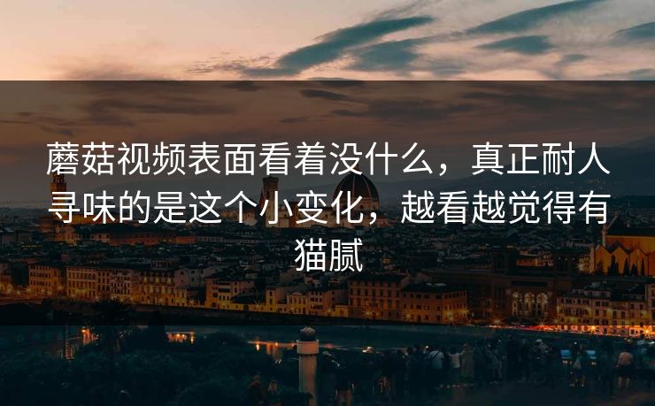 蘑菇视频表面看着没什么，真正耐人寻味的是这个小变化，越看越觉得有猫腻
