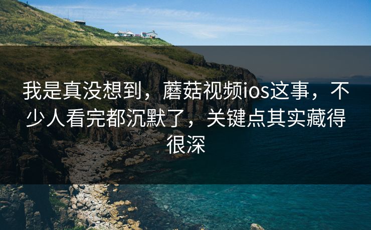 我是真没想到，蘑菇视频ios这事，不少人看完都沉默了，关键点其实藏得很深