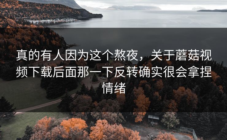 真的有人因为这个熬夜，关于蘑菇视频下载后面那一下反转确实很会拿捏情绪