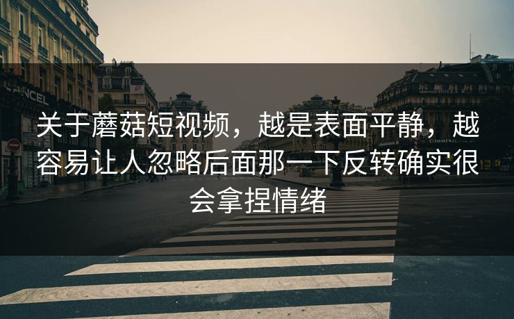 关于蘑菇短视频,越是表面平静,越容易让人忽略后面那一下反转确实很会拿捏情绪 关于蘑菇短视频,越是表面平静,越容易让人忽略后面那一下反转确实很会拿捏情绪