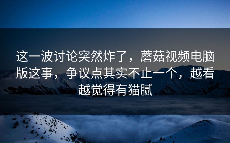 这一波讨论突然炸了，蘑菇视频电脑版这事，争议点其实不止一个，越看越觉得有猫腻