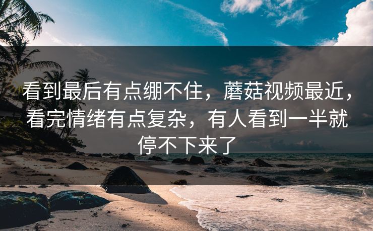 看到最后有点绷不住，蘑菇视频最近，看完情绪有点复杂，有人看到一半就停不下来了