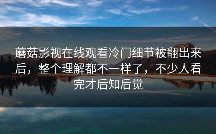 蘑菇影视在线观看冷门细节被翻出来后，整个理解都不一样了，不少人看完才后知后觉