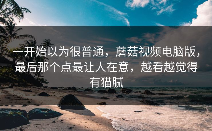 一开始以为很普通,蘑菇视频电脑版,最后那个点最让人在意,越看越觉得有猫腻 一开始以为很普通,蘑菇视频电脑版,最后那个点最让人在意,越看越觉得有猫腻