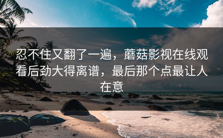 忍不住又翻了一遍，蘑菇影视在线观看后劲大得离谱，最后那个点最让人在意