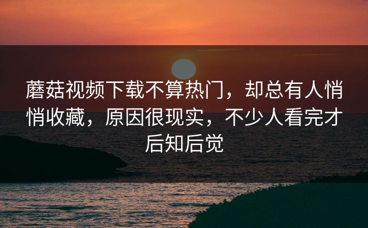 蘑菇视频下载不算热门，却总有人悄悄收藏，原因很现实，不少人看完才后知后觉