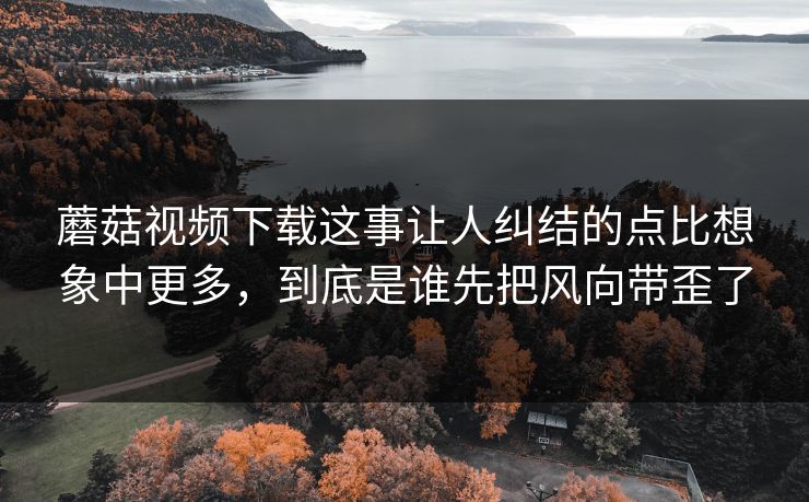 蘑菇视频下载这事让人纠结的点比想象中更多，到底是谁先把风向带歪了