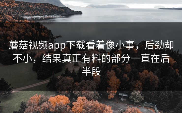 蘑菇视频app下载看着像小事，后劲却不小，结果真正有料的部分一直在后半段