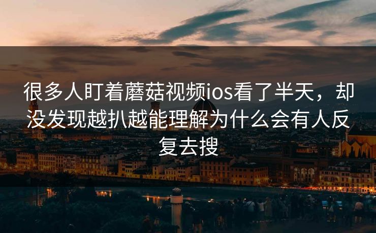 很多人盯着蘑菇视频ios看了半天，却没发现越扒越能理解为什么会有人反复去搜