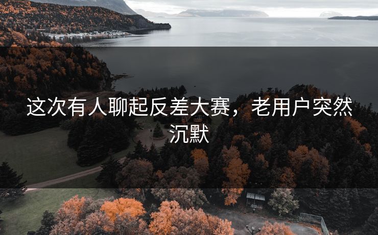 这次有人聊起反差大赛,老用户突然沉默 这次有人聊起反差大赛,老用户突然沉默
